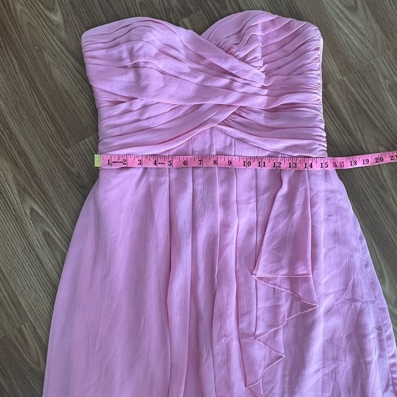 Davids Bridal Dress Strapless Crinkle Chiffon Cascade Bridesmaid - Picture 4 of 11